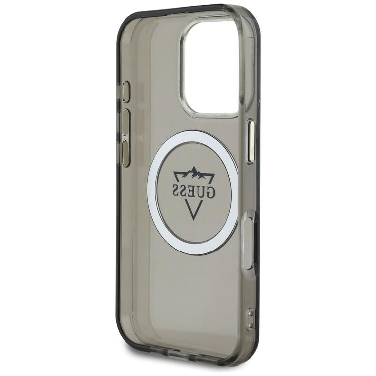 Guess Hardcase MagSafe IML Metal Mountain Logo -suojakuori iPhone 16 Pro 6,3":lle, musta