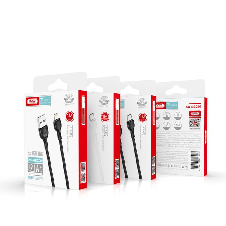 XO-kaapeli NB200 USB - Lightning 1,0m 2.1A valkoinen