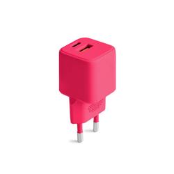 COLORUM-sein&auml;laturi USB-A + USB-C PD 30W CLS30-AC-02 x Magenta
