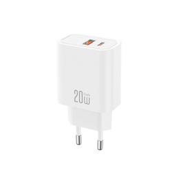XO sein&auml;laturi CE40 PD 20W 1x USB-C 1x USB Valkoinen