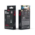 Maxlife 3in1 -kaapeli USB - Lightning + USB-C + microUSB 1,0 m 2,1A musta nailon