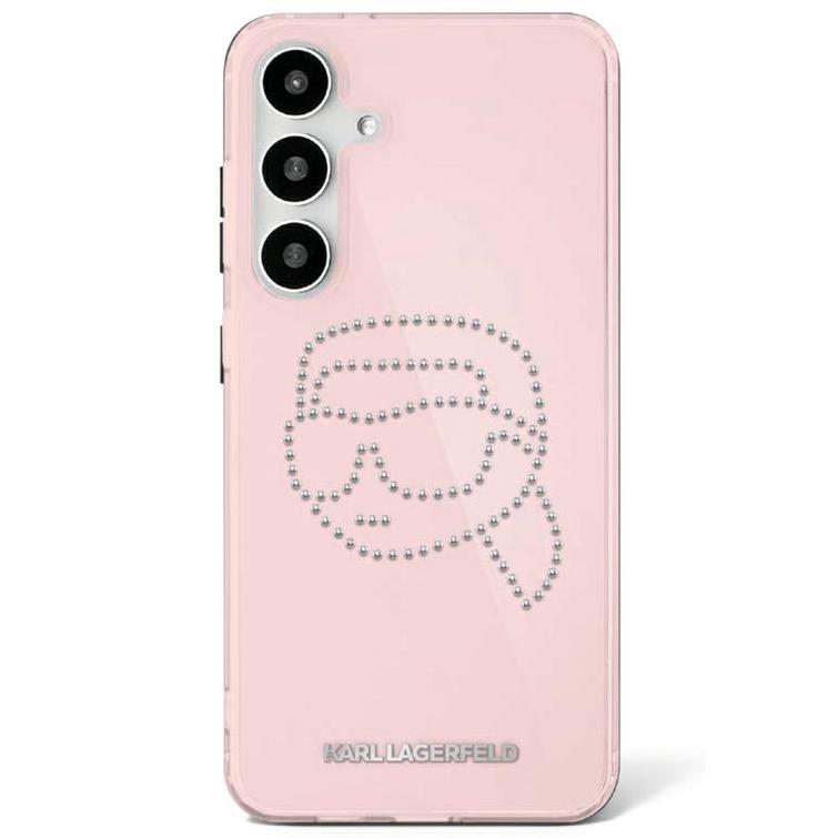 Karl Lagerfeld HC IML Strassilla koristeltu K-p&auml;&auml;suojakuori Samsung Galaxy S25:lle, pinkki