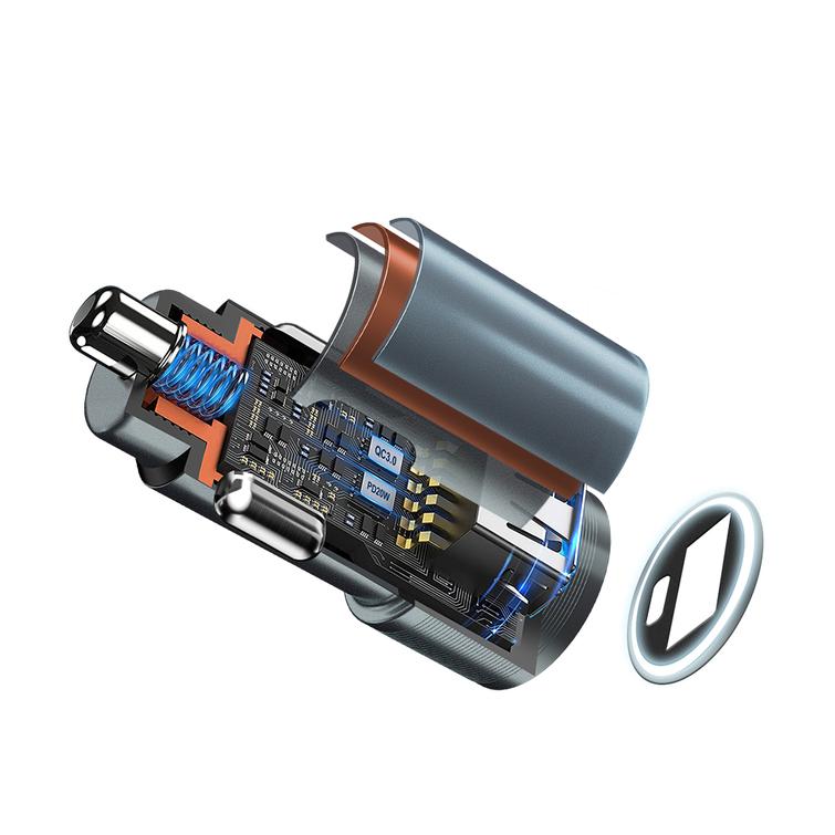 BWOO BO-CC73 PD autolaturi 1x USB-C - USB-A -portti 38W hopea