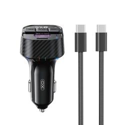 XO-l&auml;hetin FM BCC17 Bluetooth MP3-autolaturi 30W musta + kaapeli USB-C - USB-C
