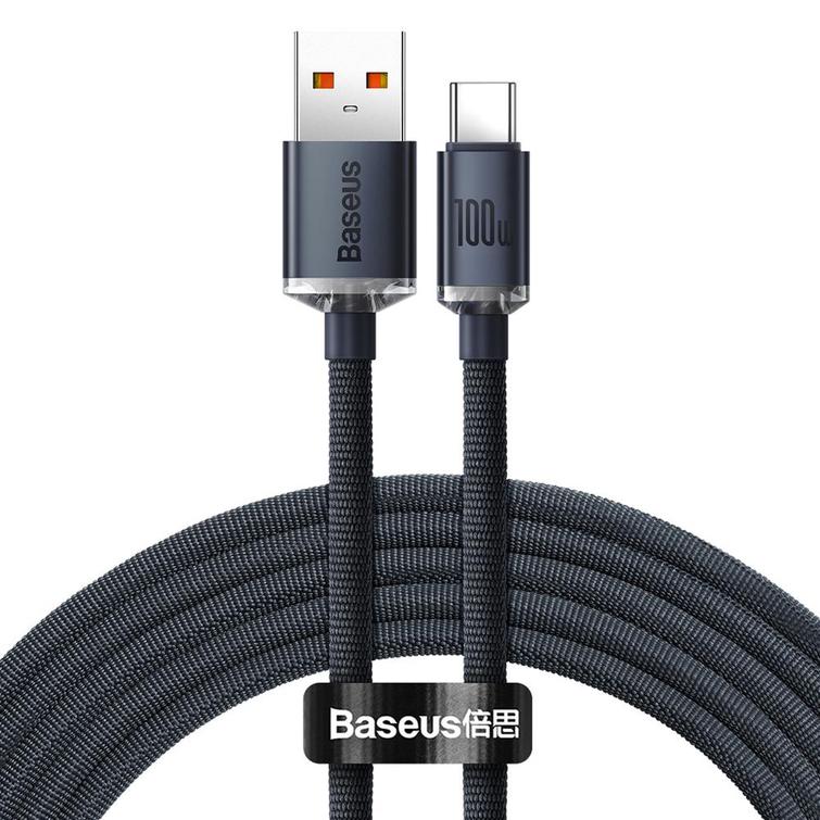 Baseus Crystal Shine USB-C - USB-C -kaapeli 2,0 m 100W musta