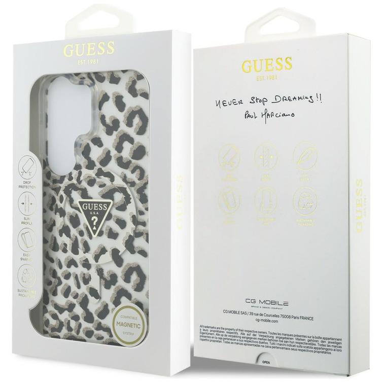 Guess case IML Leopard Print Triangle MagSafe for Samsung Galaxy S26 Ultra black