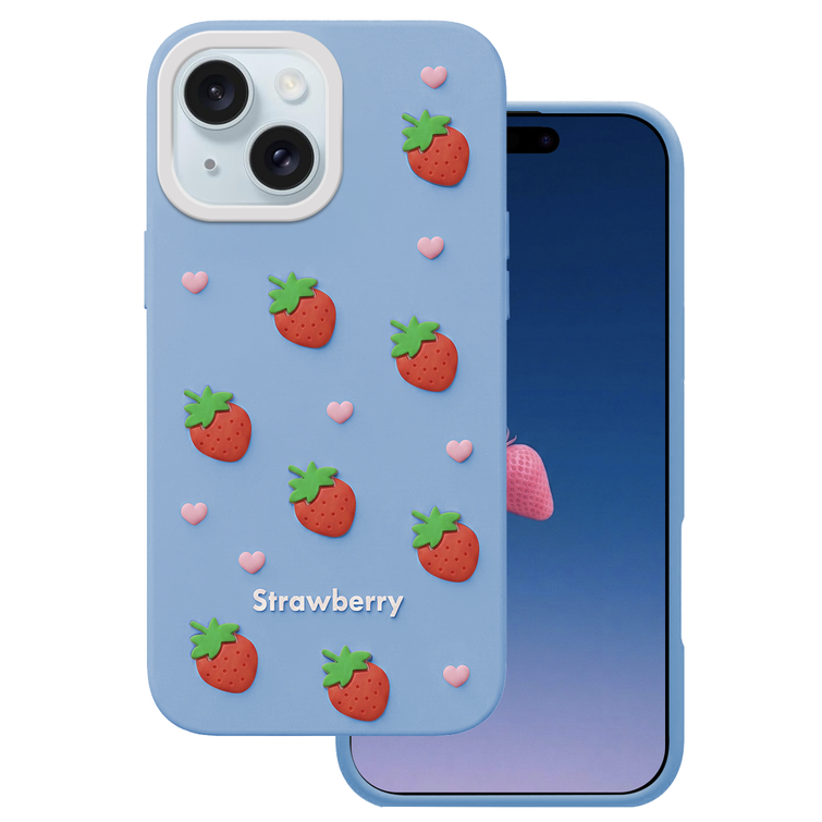 Strawberry case for iPhone 13 / 14 / 15 6,1" blue