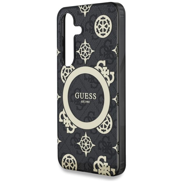 Guess HC Magnetic IML Peony on 4G -taustakuori Samsung Galaxy S25:lle, musta