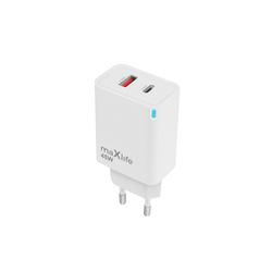 Maxlife MXTC-09-45AC GaN PD QC laturi 1x USB-C 1x USB 45W valkoinen