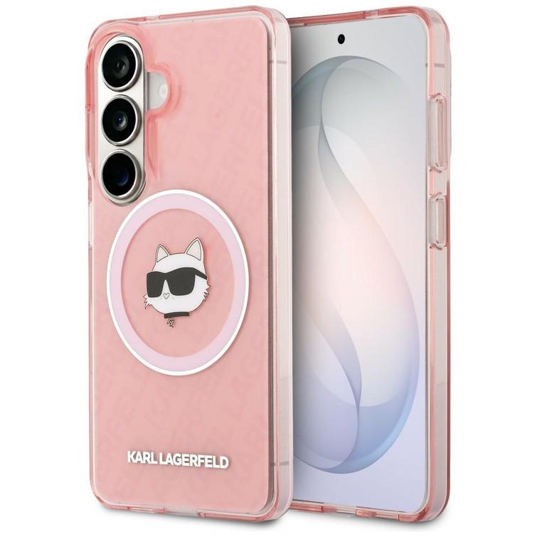Karl Lagerfeld case IML Repeated Choupette MagSafe for Samsung Galaxy S26 Plus pink