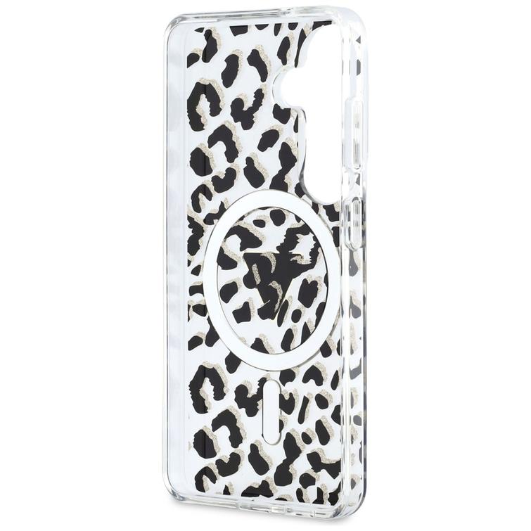Guess case IML Leopard Print Triangle MagSafe for Samsung Galaxy S26 black