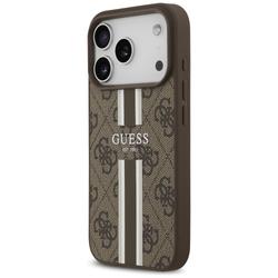 Guess 4G Printed Stripes MagSafe -kotelo iPhone 17 Prolle, ruskea