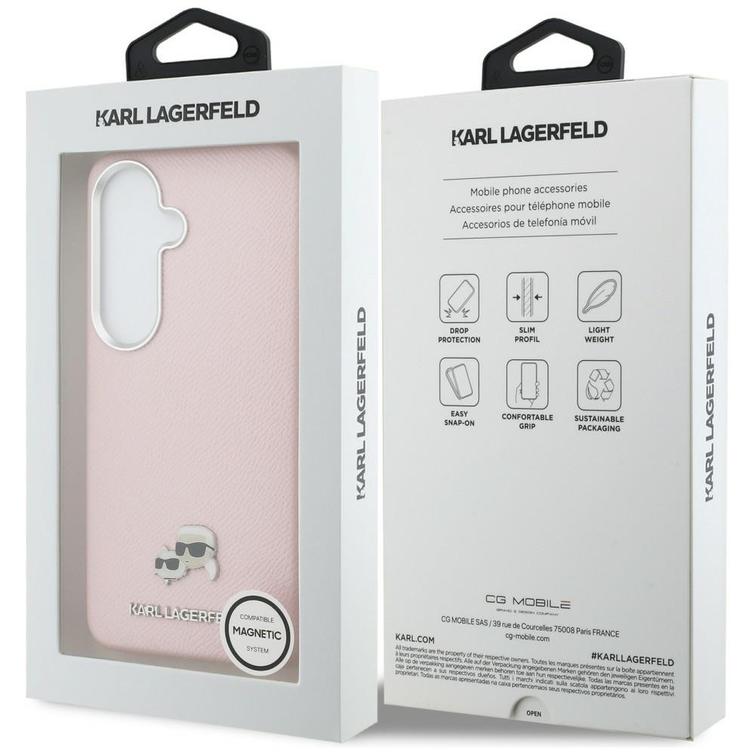 Karl Lagerfeld case Saffiano KC Metal Logo MagSafe for Samsung Galaxy S26 Plus pink