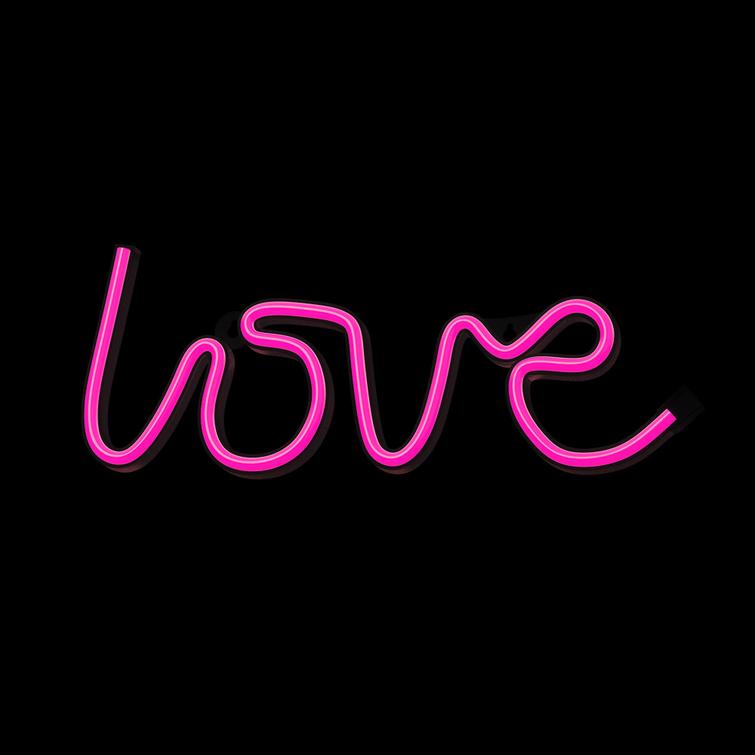 Neon LED-valo LOVE pinkki Lepakko + USB FLNE05 Forever Light