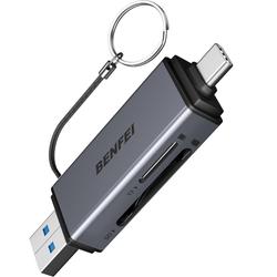 BENFEI card reader 2 in 1 USB-C USB-A 3.0 for SD Micro SD black
