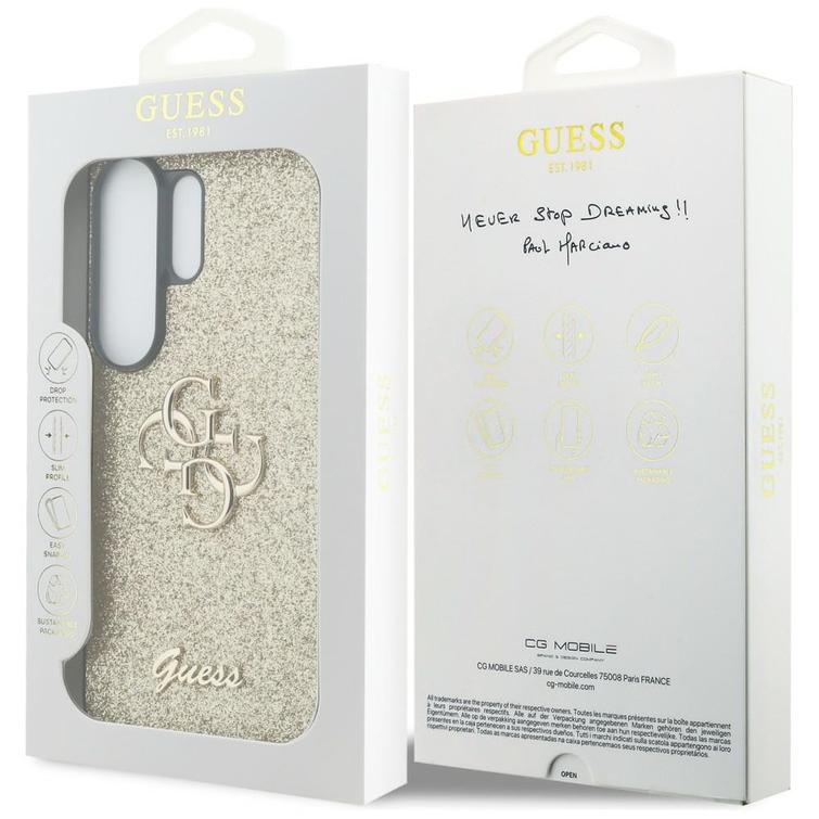 Guess case Fixed Glitter Big 4G Metal Logo for Samsung Galaxy S26 Ultra gold
