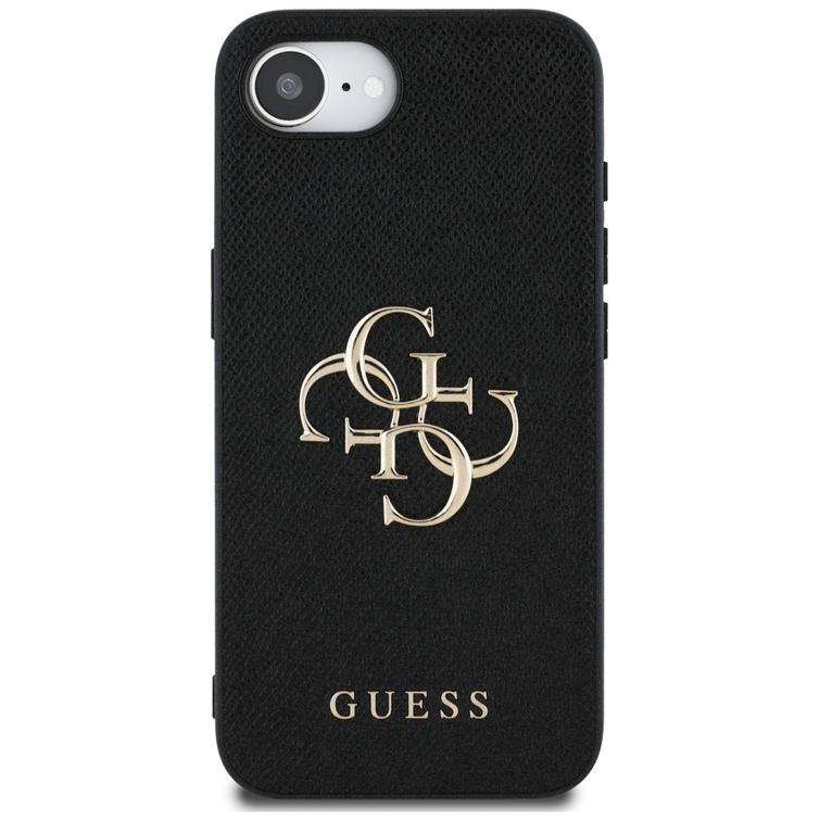 Guess HC PU Grained Big 4G and Classic Logo -kotelo iPhone 16e musta