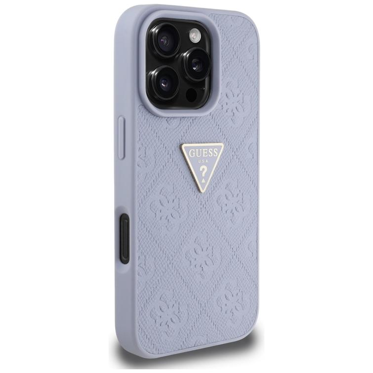 Guess Hardcase PU Grained Hot Stamp 4G Triangle Metal -suojakuori iPhone 16 Pro Maxille 6,9" violetti