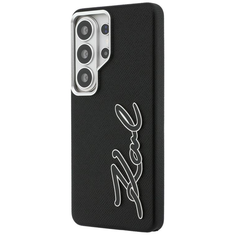 Karl Lagerfeld case Grained Signature Metal Resin Logo for Samsung Galaxy S26 Ultra black