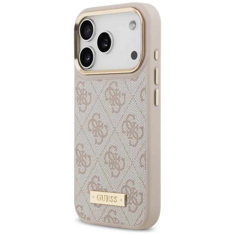 Guess 4G Logo Plate MagSafe case for iPhone 17 Pro pink