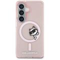 Karl Lagerfeld case IML Peekaboo Choupette MagSafe for Samsung Galaxy S26 pink