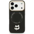 Karl Lagerfeld Big Strap Choupette Metal Logo MagSafe -kotelo iPhone 17 Pro Maxille, musta