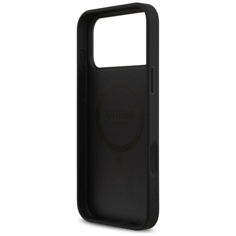 Guess 4G Printed Stripes MagSafe -suojakuori iPhone 17 Pro Maxille, musta