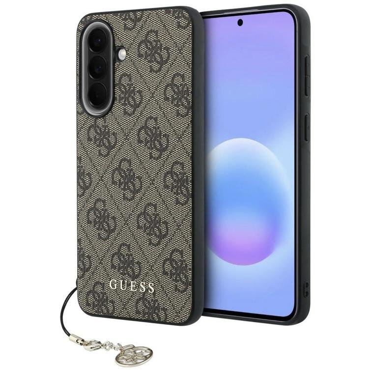 Guess HC PU 4G Classic Logo case with charm for Samsung Galaxy A37 brown