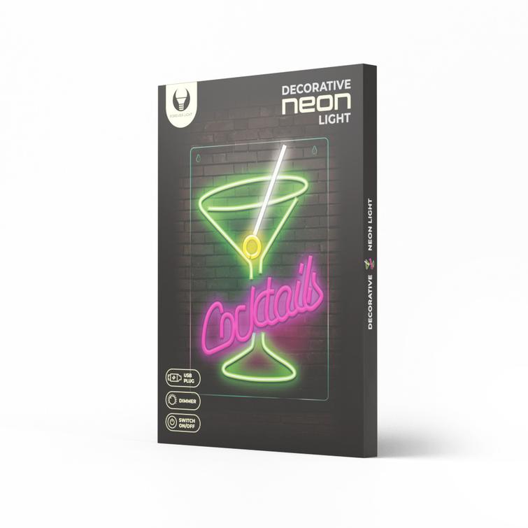 Neon PLEXI LED COCKTAILS -valot, pinkki, vihre&auml; FPNE02X Forever Light