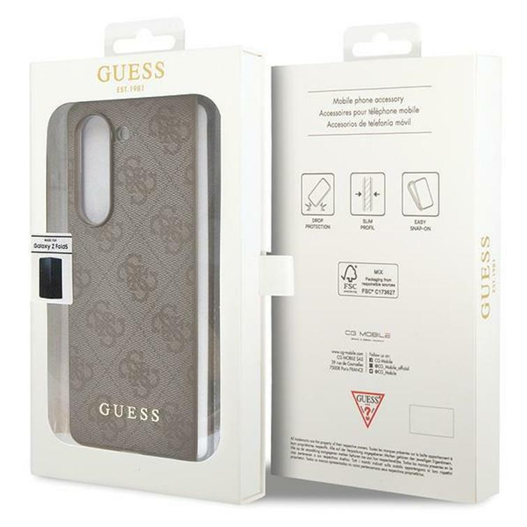 Guess-suojakuori Samsung Galaxy Z Fold 5:lle GUHCZFD5GF4GBR ruskea HC PU 4G Charm