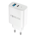 Forever TC-07-30AC PD QC laturi 1x USB-C 1x USB 30W valkoinen