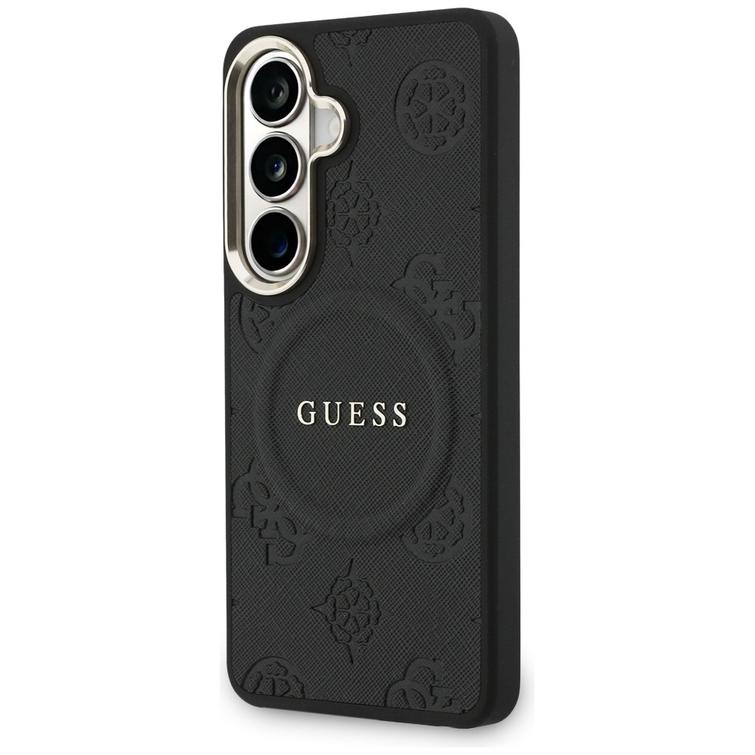 Guess case Saffiano Peony Embossed Ring MagSafe for Samsung Galaxy S26 Plus black