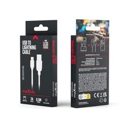 Maxlife USB-kaapeli - Lightning 0,5 m 2A valkoinen