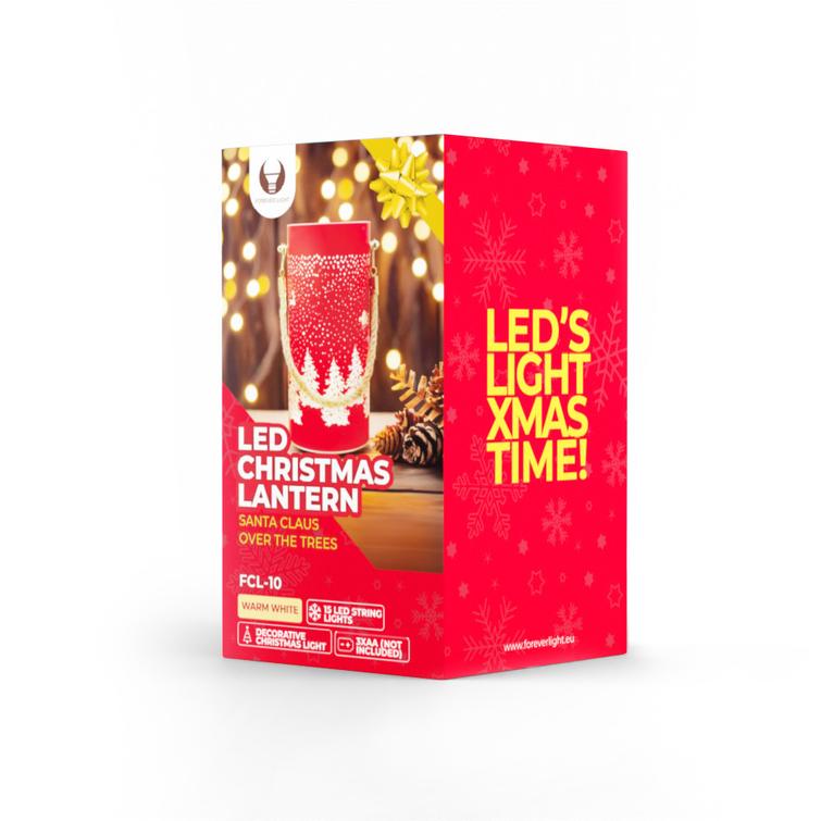 Jouluinen lasilyhty FCL-10 punakultainen L Forever Light