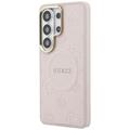 Guess case Saffiano Peony Embossed Ring MagSafe for Samsung Galaxy S26 Ultra pink