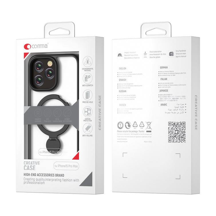 Comma-suojakuori Joy Shark Mag iPhone 15 Plussalle, musta