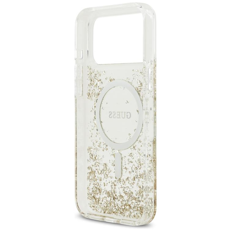 Guessin hartsipohjainen glitter-magneettisuojakuori iPhone 17 Pro Maxille złoty