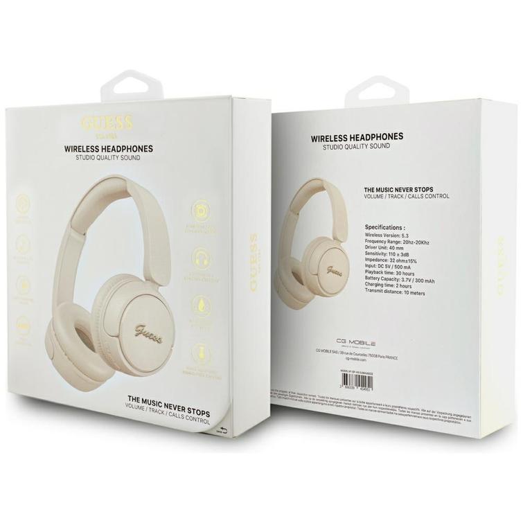 Guess langattomat kuulokkeet BT HEADPHONES SCRIPT METAL LOGO beige
