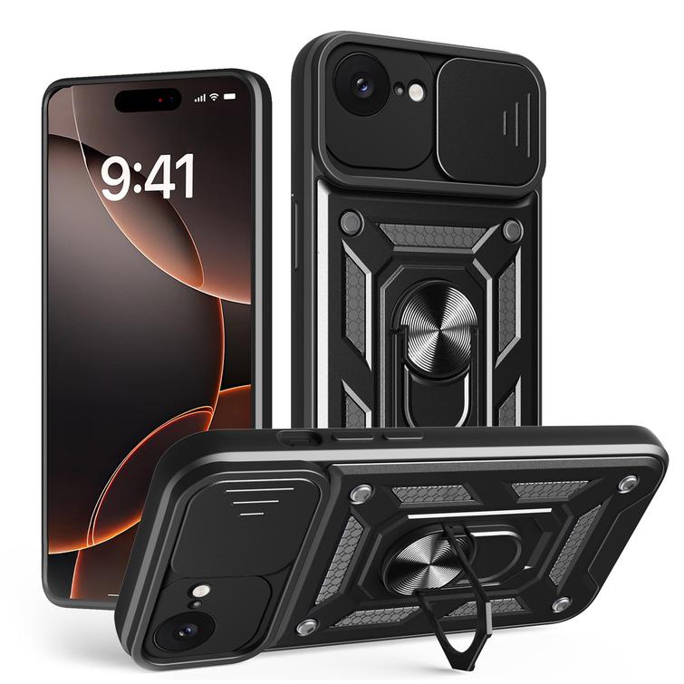 Defender Slide -suojakuori iPhone 16e:lle, musta