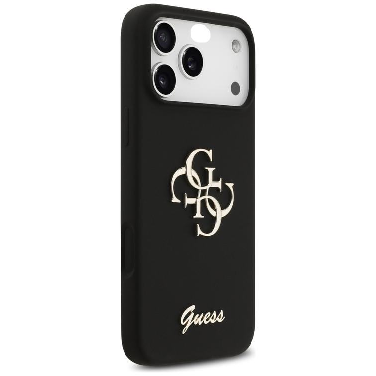 Guess Silicone Big 4G Script -suojakuori iPhone 17 Pro Maxille, musta