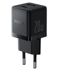 Baseus Palm Fast Charger Wall Charger 20W USB-C USB-A EU Cluster Black