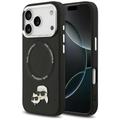 Karl Lagerfeld -kotelo, Magsafe PU -kotelo, jossa Karl&Choupette-p&auml;&auml;t, nastat, logo ja metalliset kamerapainikkeet iPhone 17 Prolle, musta