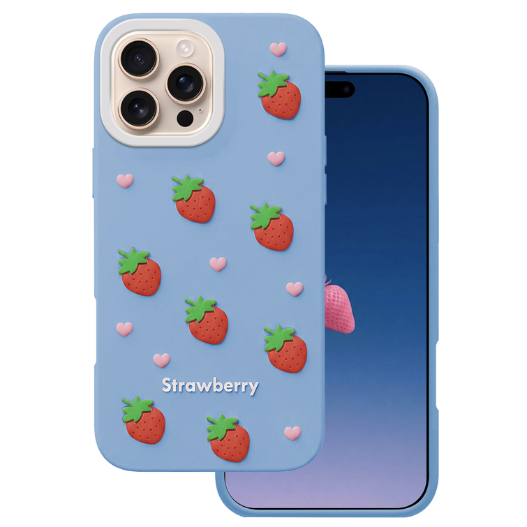 Strawberry case for iPhone 16 Pro 6,3" blue