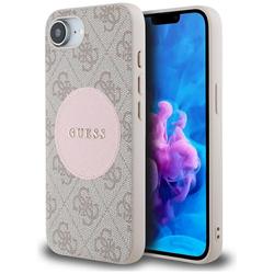 Guess HC MagSafe PU 4G Circle -suojakuori klassisella logolla iPhone 16e:lle, pinkki