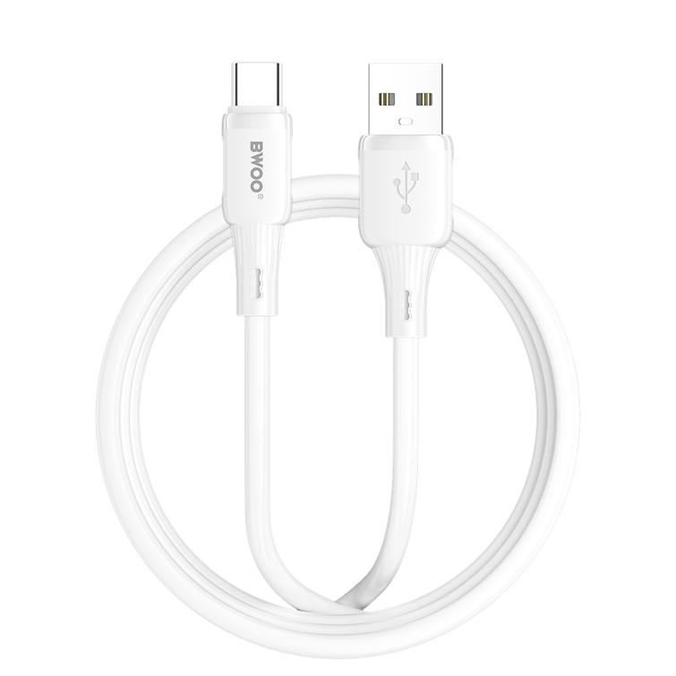 BWOO 3A silikonikaapeli X329C USB - USB-C 1m valkoinen
