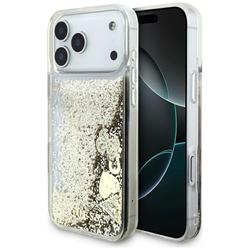 Guess Liq. Glitter 4 Charms -suojakuori iPhone 17 Pro Maxille, kulta