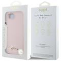 Guess HC Silicone Script Metal Logo -suojakuori iPhone 16e:lle, pinkki