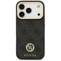 Guess 4G Strass Logo & Big Strap Metal Buttons MagSafe -kotelo iPhone 17 Prolle, musta