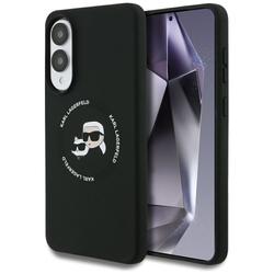 Karl Lagerfeld -suojakuori Samsung Galaxy S25 Edgelle, magneettinen silikonikuori, kaksi p&auml;&auml;t&auml;, musta
