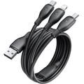 Baseus Ultra Fast One-for-Three -pikalatauskaapeli USB-A - M+L+C 3.5A 0.8m Kosminen Musta